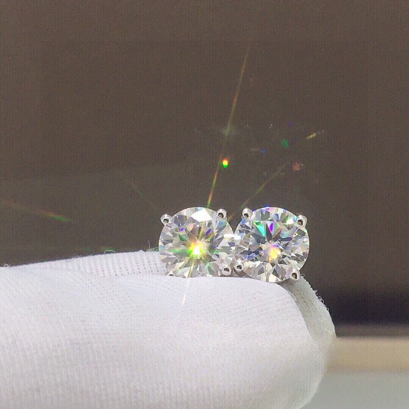 1Pair 0.5/1.0/2.0/3.0 Carat Classic Moissanite Earrings